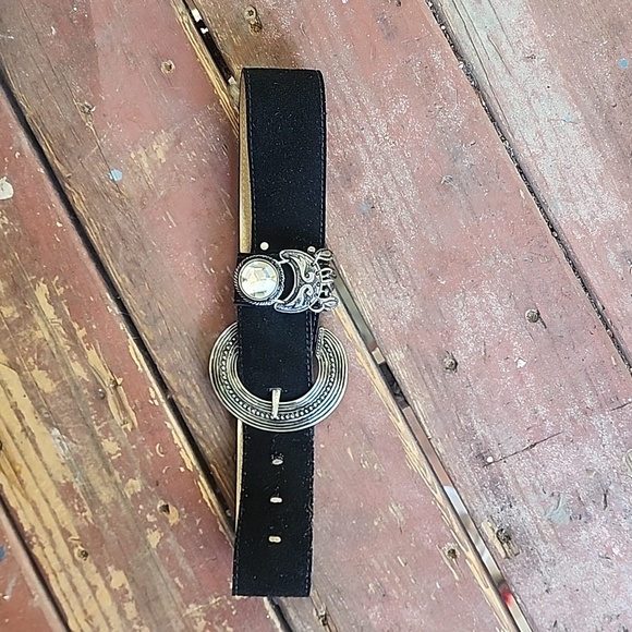Accessories - Western Boho Suede Metal Rhinestone Chunky Belt